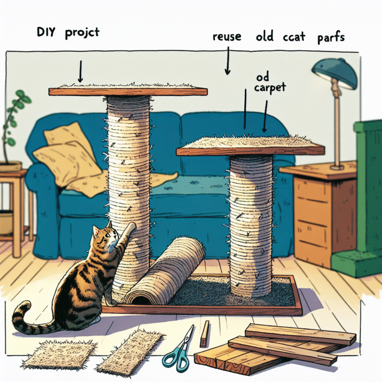 DIY scratching post with recycled materials